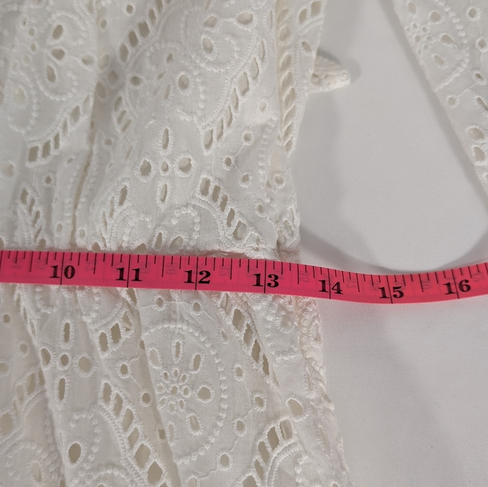 New Veronica Beard Calibra Broderie Eyelet Long-Sleeve Tiered Dress Size 00 - Picture 9 of 12
